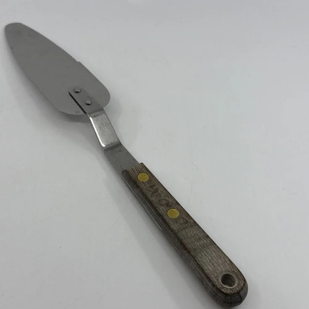 Robinson Knife Co Stainless Pie Cake Server Wood Handle Serrated Flatware 12